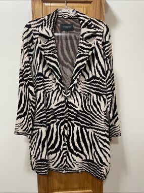 Liverpool Zebra-Print Open Cardigan - Brown,Cream, and Caramel Size Small NWT
